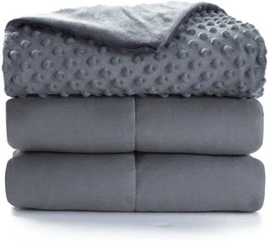 Sample Customization Minky Double Layered Weighted Blanket Cotton Cover Custom Grey Color Soft Weighted Blanket