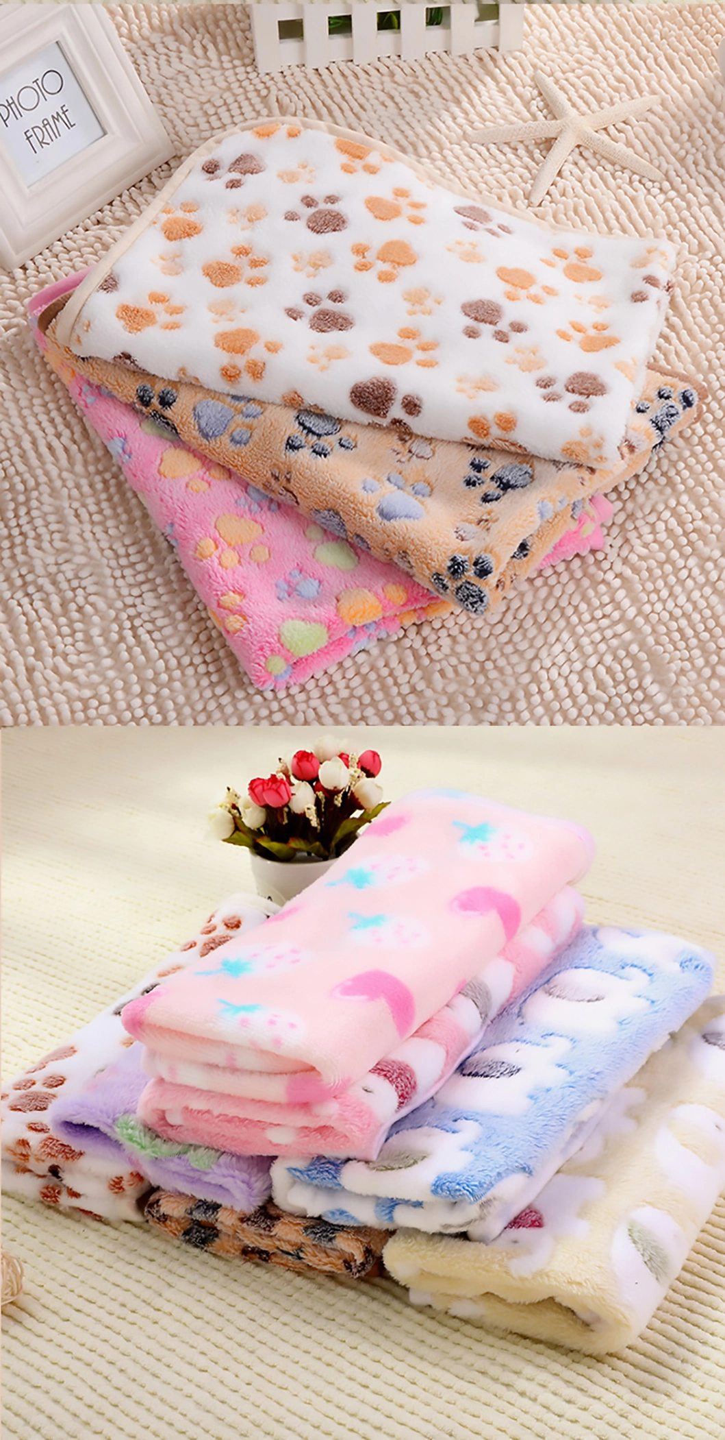 Soft and Comfortable Warm Heart Pattern Coral Fleece Pet Blanket