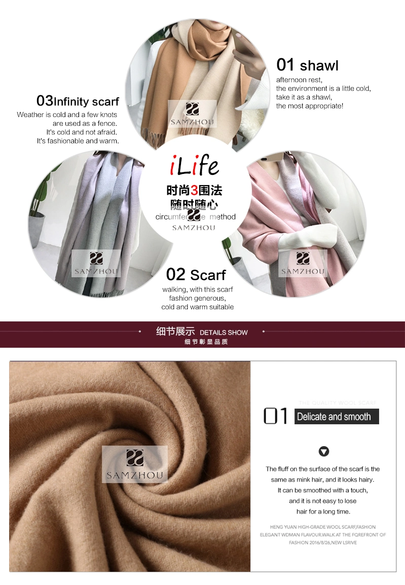 Winter Core Spun Yarn Scarf Two Tone Colour Fashion Shawl