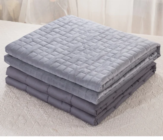 OEM High Quality Printed 10 Kg Adult Cotton Bamboo Glass Beads Quilted Weighted Blanket Sensory Anxiety Heavy Weighted Blanket